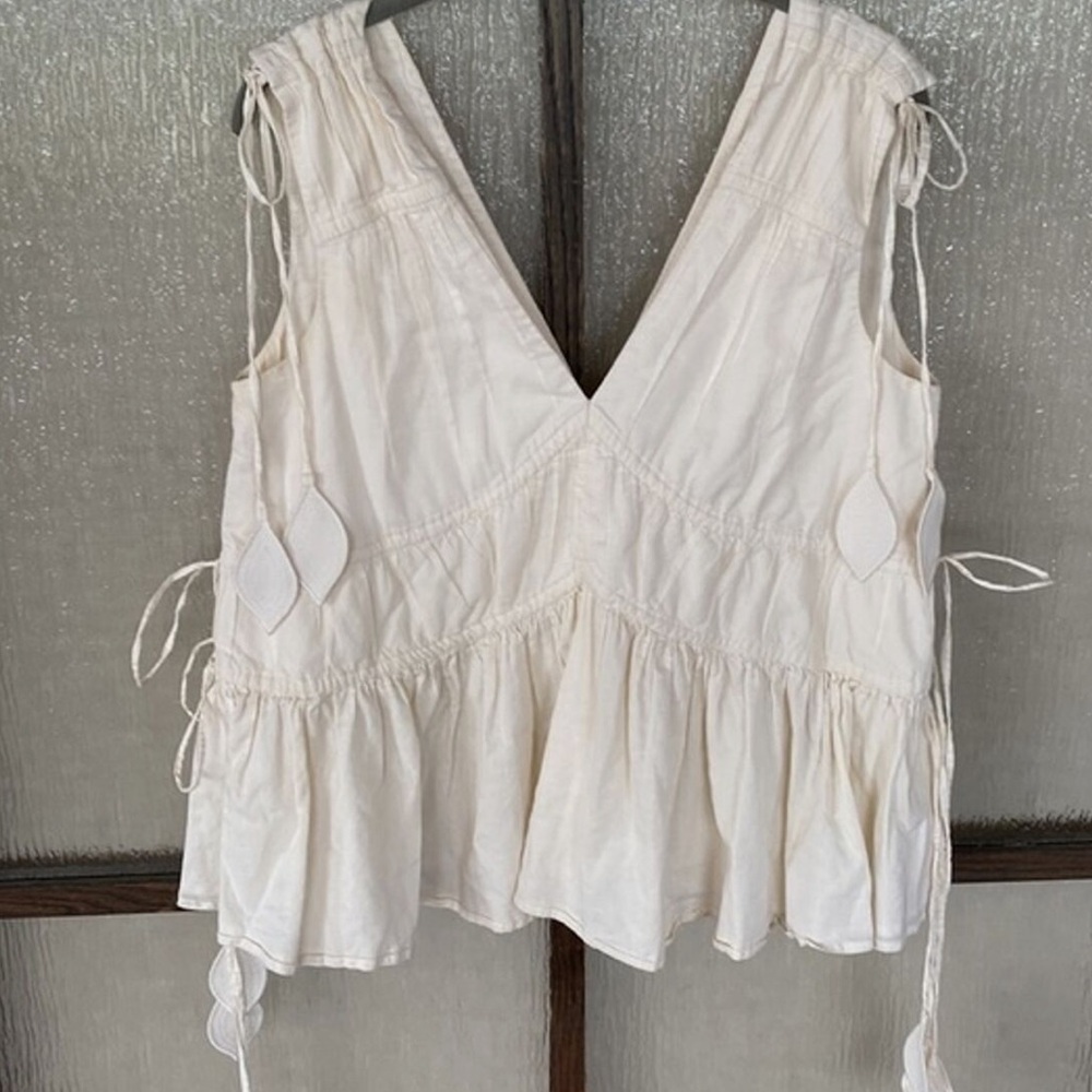TORY BURCH - White Cotton Sleeveless Peplum Top size 6 - Picture 4 of 6
